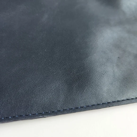 Savanna Genuine Leather Navy Wristlet Pouch Bag Zipper Soft New With Tags - Picture 7 of 15